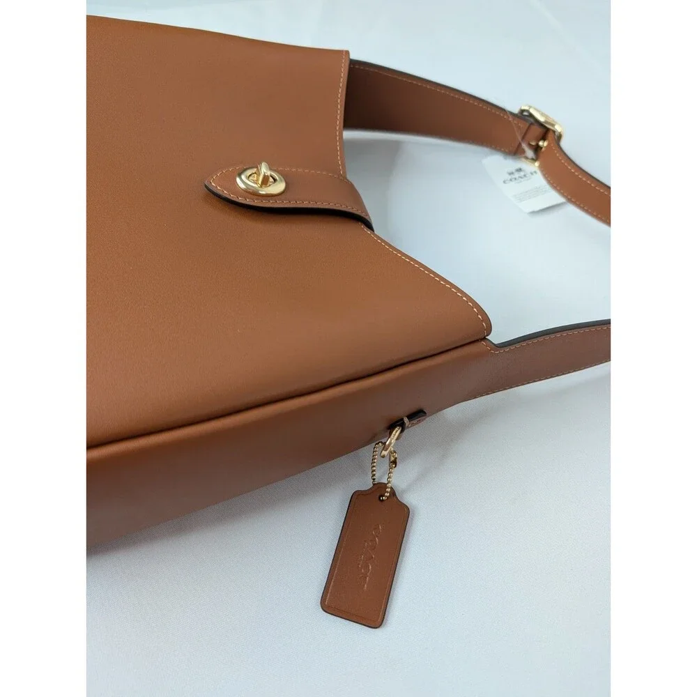 Coach Hadley Smooth Leather Turnlock File Bag - Tan, NWT $325 Retail